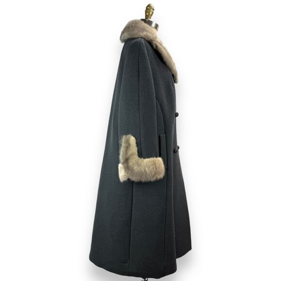 ❌SOLD❌1950's union gray wool and mink fur swing coat by TOWNLEY SAMTERS for NINA - Picture 12 of 14